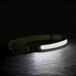 LinkMejor 350LM COB Wave Sensor Smart LED Headlamp With USB Rechargeable Battery Yellow/Blue AUX Light Waterproof Head Lamp For Running Fishing Hunting Outdoor Flashlight Work Light Torch