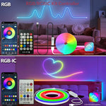 Elfeland 1/3/5m RGB Neon LED Light Strip RGBIC Waterproof Flexible 60 LEDs/m USB Powered Bluetooth App Remote Music Sync Timer Flexible Lighting Adjustments