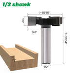 LinkMejor 12mm 1/2 Inch Shank 3 Flutes CNC Spoilboard Surfacing Router Bit Carbide Slab Flattening Router Bit Wood Milling Cutter Planer Tool with 1-15/16"/49mm Cutting Diameter