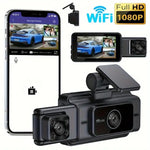 3 inch Triple Car Front Windshield Record WIFI Car DVR Monitoring Night Vision 1080P HD Camera Car DVR Cam with 64G Memory Card