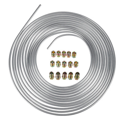 25Ft Coil Roll of 3/16"OD Steel Zinc Brake Line Fuel Tubing Kit with 15 Fittings Replacement Accessories
