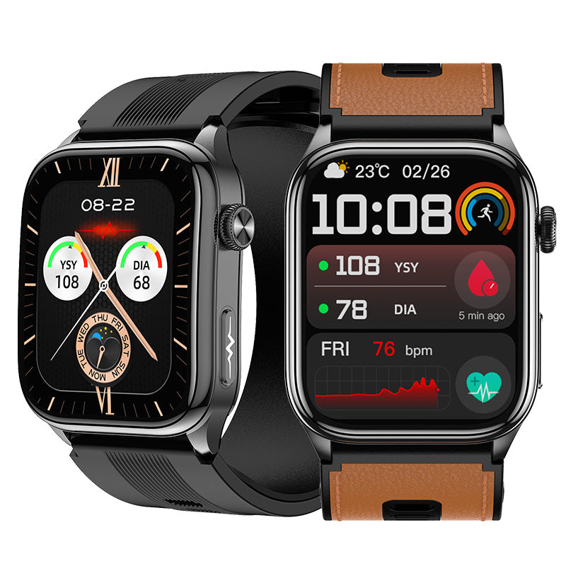 S101 2.06-inch AMOLED  ECG Air Pump Balloon Accurate Blood Pressure Micro-Check NFC Function Voice Broadcast bluetooth Call Heart Rate Blood Oxygen Monitor Sleep Monitoring Non-invasive Blood Glucose Blood Composition Analysis Call Smart Watch