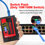 LinkMejor ET605 LAN Network QC Cable Port Tester Pairing Check Switch Flash POE Withstand 60V Telephone Network Cable Line Finder