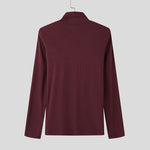 LinkMejor Mens Solid Color Textured Pullover Long Sleeve Sweater Fashion Slim Fit High-collar Sweater for Male S 5XL