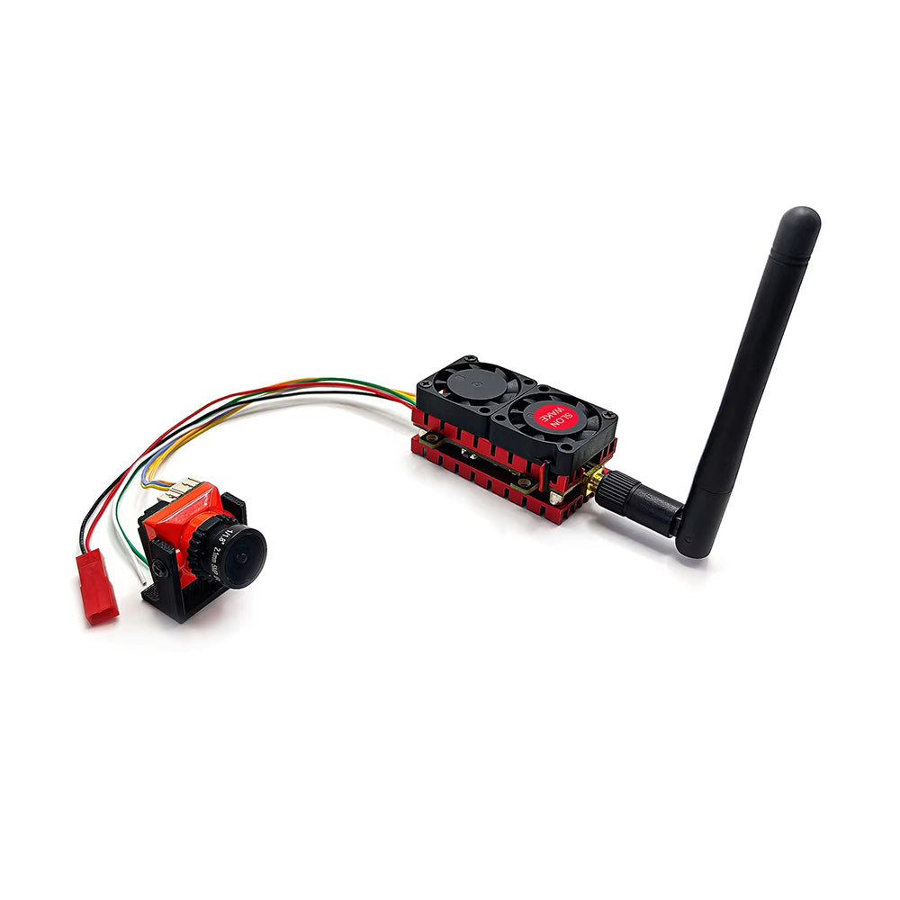 LinkMejor 4.2W FPV System 5.8GHz 48CH FPV Transmitter VTX with B19 1/3" CMOS 1500TVL FPV Camera 2.1mm Lens and Dual Cooling Fan for FPV Racing Drones