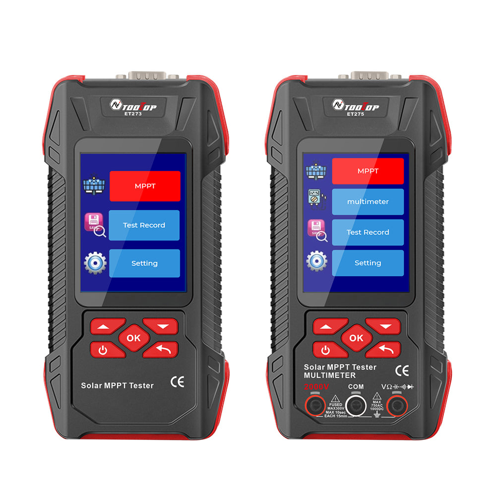 AV TOOLTOP ET273 ET275 2000W Solar MPPT Tester Multimeter Power Measurement 90V Solar Voltage 40A Current Testing Device Lithium Battery Portable Digital Screen Safety Functions