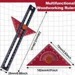 Aluminum T Square Ruler 180 Degree Rotating Marking Gauge Precision Woodworking Measuring Tool with Easy Read Layout Lines