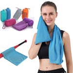 LinkMejor 1pcs Portable Quick Drying Summer Cooling Towel with Round Silicone Box Soft Breathable Scarves for Sports Gym Running Yoga Fitness
