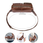 LinkMejor Men's Genuine Leather Waist Bag Large Capacity Chest Bag Outdoor Sports Zipper Fanny Packs