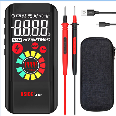 LinkMejor A10 Mini Smart Multimeter 3.2-inch Color Screen Digital 9999 Counts True RMS Multimeter Built-in Rechargeable Lithium Battery Voltage Tester
