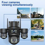 8MP 5X Zoom AOV Solar Security Camera Multi-view Wireless Outdoor Cam 4G HD 360° View Color Night Vision AI Human Detection Red Blue Alarm IP66 Waterproof for Home Safety