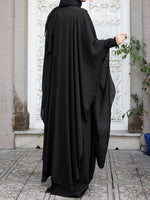 LinkMejor Plus Size Women Chiffon Kaftan Tunic Two-Piece Detachable Outside Bat Long Sleeve Maxi Dress