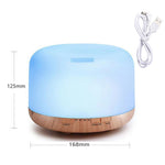 500ML Aromatherapy Diffuser Wood Grain Essential Oil Aromatherapy Humidifier with Remote Control for Home Office