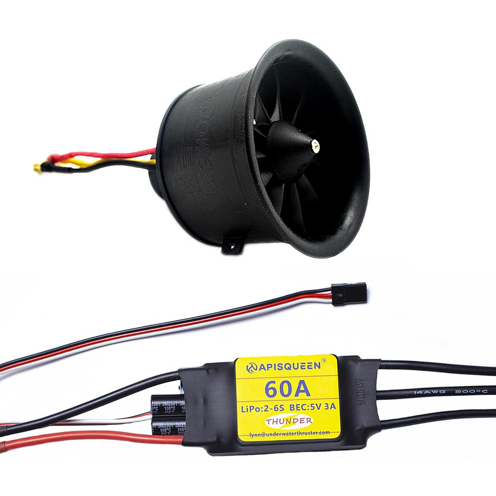 [HK Direct] Apisqueen 50mm EDF 4S 4300kV 950g Thrust Belt 11 Sheets With 40A ESC/ 64mm EDF 4S 3500kV Belt 11 Blades with 60A ESC Electric Sheath Current Fan for Aircraft Model Aircraft Engine