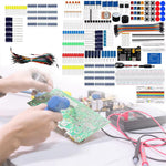MB-102 830 Hole Breadboard Kit Basic Electronics Component Starter Kit with Power Supply Module Jumper Wire Potentiometer LED Resistors Capacitor for R3 Component Pack