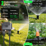 2 Zone WiFi Water Timer Smart Irrigation Timer Water Valve Controller  Solar Powered  Smart Life App 2000mAh Battery USB-C Charging 0.05-0.8MPa Water Pressure Auto Watering Timer