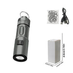 300LM Powerful EDC LED Keychain Flashlight With Battery Rechargeable Mini Torch Portable Work Light with Magnet Back Clip, Alloy Chain
