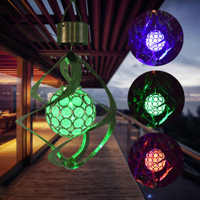 LinkMejor Solar Powered Wind Chimes Light Waterproof RGB Colorful Gradient Wind Turn Light Wind Chimes Light