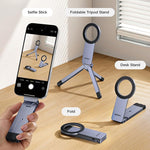LinkMejor LP962 Magnetic Phone Stand N52 Magnet Aluminum Alloy Tripod Desk Stand Selfie Stick Adjustable Portable for iPhone 17 16 15 14 MagSafes Android Phone Tripod Mount