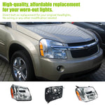 [USA Direct] 1 Pair Car Headlight Assembly Clear Lens Cover Headlamp No Bulbs for Chevrolet Equinox 2005-2009