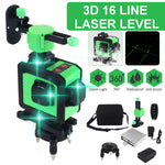 16 Line 360 Horizontal Vertical Cross 3D Green Light Laser Level Self-Leveling Measure Super Powerful Laser Beam