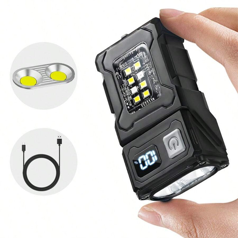 Mini Portable Keychain Light With Rotatable Head, Magnetic Base, Ideal For Repairing, Camping, Emergency, And Night Use