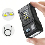 Mini Portable Keychain Light With Rotatable Head, Magnetic Base, Ideal For Repairing, Camping, Emergency, And Night Use