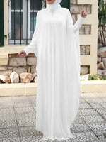 LinkMejor Plus Size Women Chiffon Kaftan Tunic Two-Piece Detachable Outside Bat Long Sleeve Maxi Dress