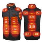 LinkMejor HV-13 Electric Heated Vest - 13 Heating Areas Loose Fit for Unisex, USB Chargeable & Waterproof for Winter Outdoors