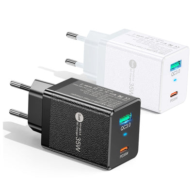[GaN Tech] BK312 35W 2-Port USB PD Charger USB-A+USB-C PD QC3.0 PPS Fast Charging Wall Charger Adapter EU Plug for iPhone 15 14 13 for Xiaomi 14pro for Huawei Mate60 Pro for Samsung Galaxy S24