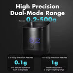 Comfook Digital Coffee Dosing Scale Cup 500g Capacity 0.1g Precision Portable USB Rechargeable Espresso Weighing Tool with LED Touch Screen for Kitchen Gadget