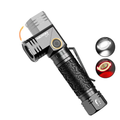 LinkMejor L71 1500 Lunmens Tactical Flshlights Come with Battery 90 Degree L-shape Working Light Type-C Rechargeable Magnetic Torch, IP65 Waterproof for Outdoor Camping Emergency