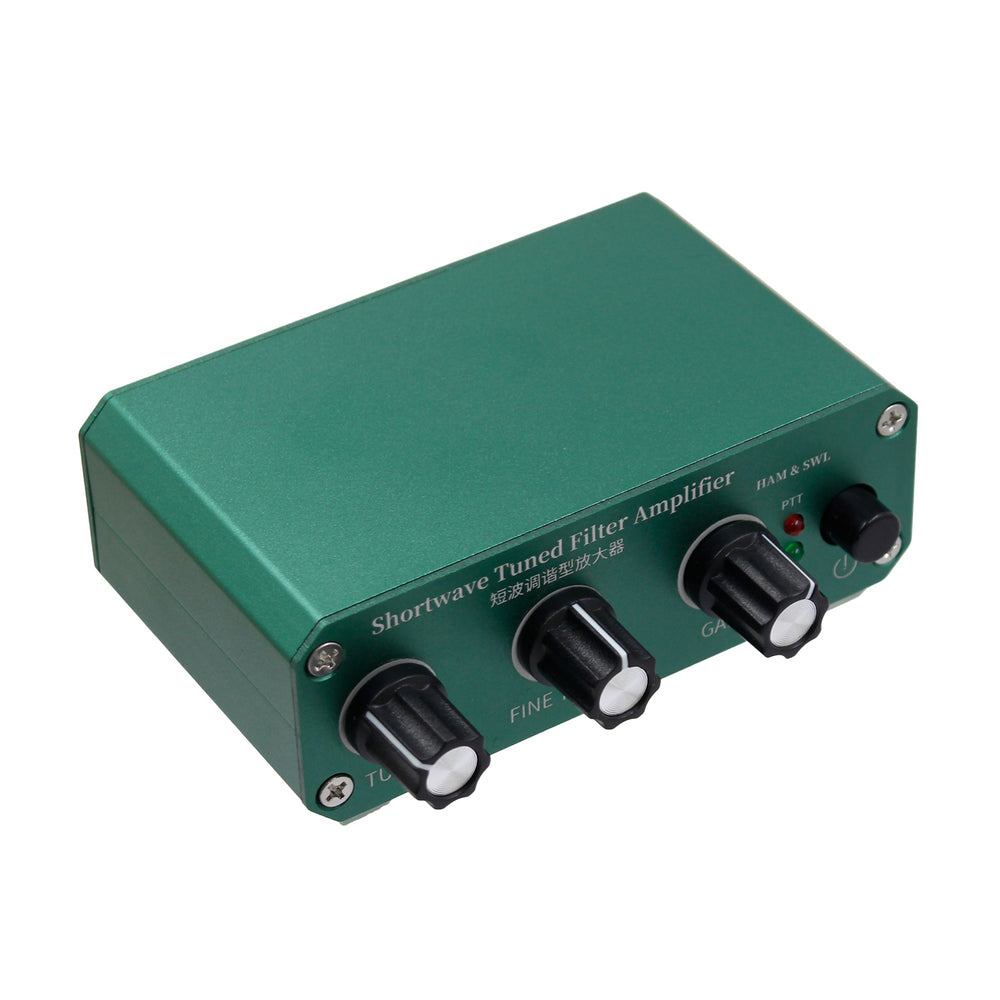 Shortwave Tuned Filter Amplifier 3-30MHz Adjustable Gain 0-30dB Narrow Band Filter BNC Interface RX TX PTT DC Power Supply with Transmit and Pass Modes