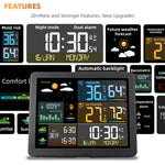 Electronic Weather Station Smart Color Screen Multi-function Alarm Clock Thermometer Hygrometer Weather Forecast Display with Outdoor Wireless Sensor