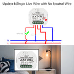Tuya Zigbe 1-Way Switch Module 90-250V AC 5A Single Fire Wire Smart Light Switch Tuya App Remote Control Timer Schedule Works with Alexa Google Assistant Zigbe Hub Required