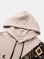 LinkMejor Mens Hooded Sweatshirts Smile Ethnic Geometric Print Patchwork Drawstring Hoodies