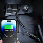 2-in-1 190W Car Lighter Charger Fast Charging with Retractable Data Cable Car Charge Adapter Socket USB Converter