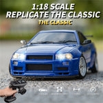 LinkMejor 1899/A99 RTR 1/18 2.4G RWD RC Car Drift GTR R34 Optional Gyro LED Light On-Road Full Proportional Alloy Body Shell Racing Vehicles Models Toys