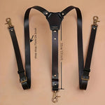Men's PU Leather Suspenders Retro Style Y back Adjustable Belt Loop 3 Snap Hooks Belt Mens Trousers Braces