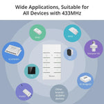 LinkMejor RM433 R2 Base 433MHz RF Remote Controller 8 Button Remote Control Paired with LinkMejor TX Wall Switch RF Devices IFan04 D1 RFR2 Work with Alexa Google Home