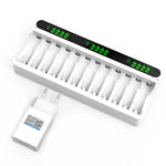 Battery Charger 12 Slot 1.2V AA /AAA NiMH Rechargeable Batteries with LCD Display EU Plug USB Type-C Multi Protection