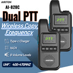 1/2PCS LinkMejor AI-828C Walkie Talkie Dual PTT UHF Wireless Copy Frequency Clear Voice Report 16 Channels Portable Ham Radio