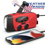 Emergency Radio AM/FM Solar Hand Crank USB Charging Generator 2000mAh Power Bank Flashlight
