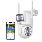 LinkMejor WS03 3MP+3MP 8X Digital Zoom Wifi Surveillance Camera Dual Lens Color Night Vision Human Detection 2-Way Talk IP65 Waterproof 2.4G/5G Outdoors Wireless Security PTZ IP Cameras