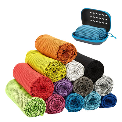 LinkMejor 1 PCS Quick-Dry Cooling Towels with Storage Box Soft Breathable Sweat Absorption Cold Head Scarves for Sports Running Yoga Gym