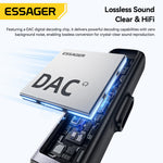 LinkMejor ES-OTG38 2-in-1 USB-C to 3.5mm Headphone and Charger Adapter PD 60W Fast Charging DAC Audio Converter Type-C Aux Dongle for iPhone for Samsung