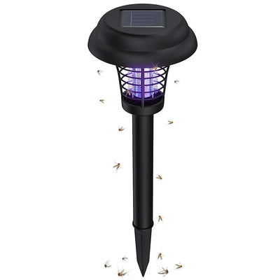 Elfeland Solar Powered Mosquito Killer Lawn Light Outdoor Zapper IP65 Waterproof UV Attraction & Electric Grid for Garden
