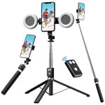 BT12 Selfie Stick Tripod with Filling Light Stainless Steel Phone Selfie Stick bluetooth Remote Control Stable Three-Legged Support for Live Broadcasts Video Shooting