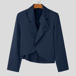 LinkMejor Mens Solid Color Casual Long Sleeve Blazer Irregular Design Fashionable Men's Suit for Spring Fall