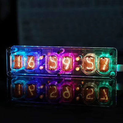 6-bit Glow Tube Clock IN-12 Nixie Clock with Tube Cool RGB Lights Computer Desktop Accessories No Need Soldering